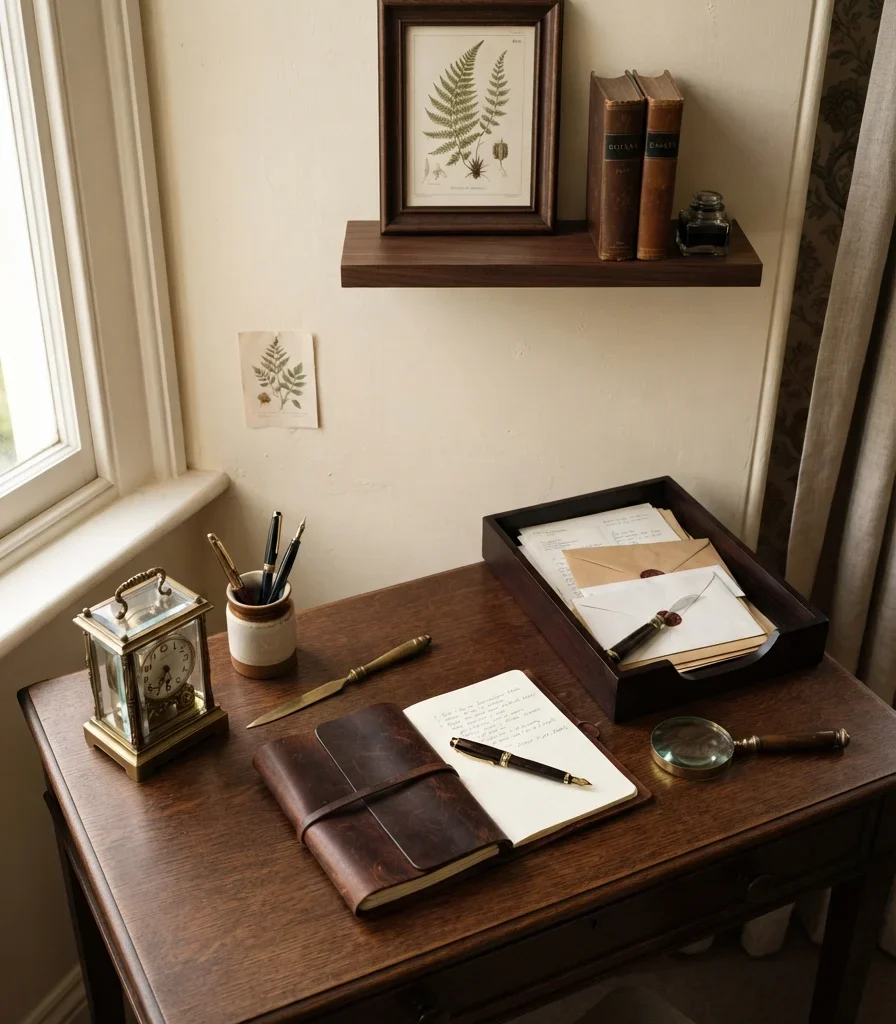 18. Finish a Compact Desk With Period-Inspired Accessories