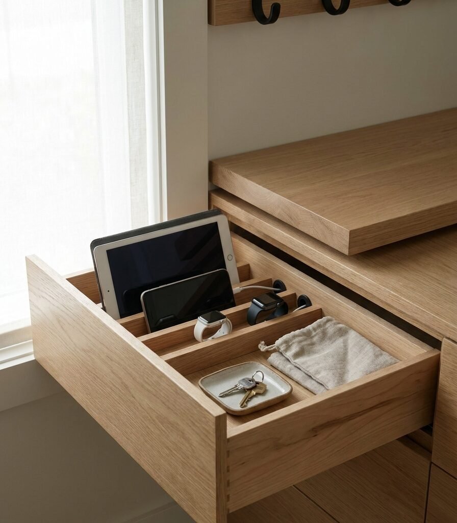 19. A Built-In Charging Drawer for Everyday Function