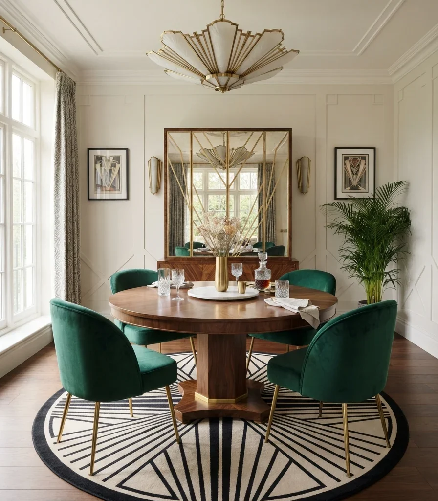 19. A Circular Table Centered Under a Round Rug