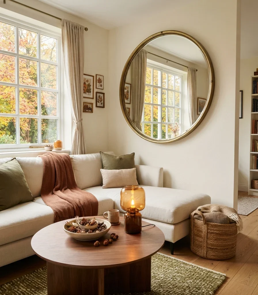 19. Use a Round Mirror to Multiply Autumn Light