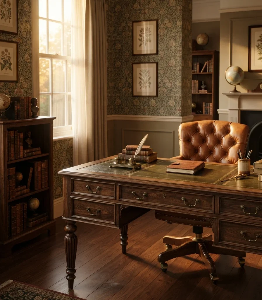 2. Build the Desk Around Dark Walnut and Leather