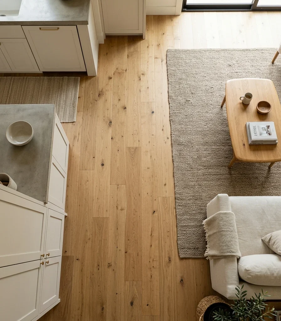 2. One Continuous Wide-Plank Floor Underfoot