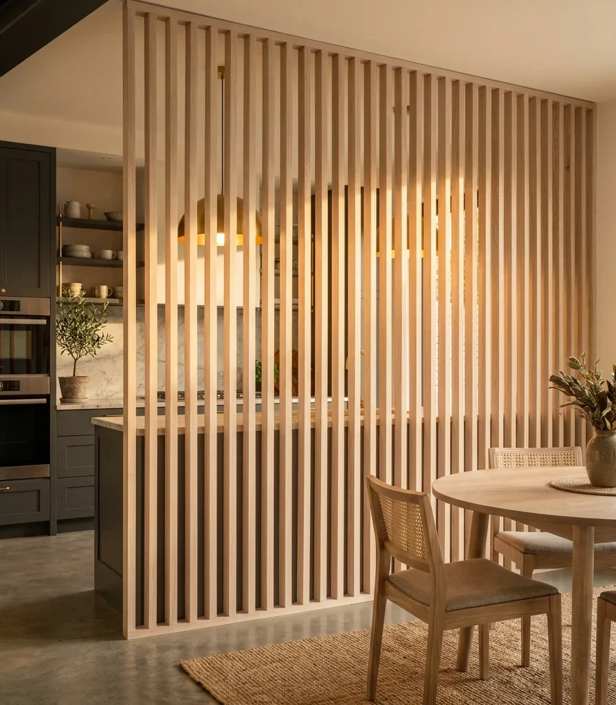 2. Slatted Wood Screen Partition