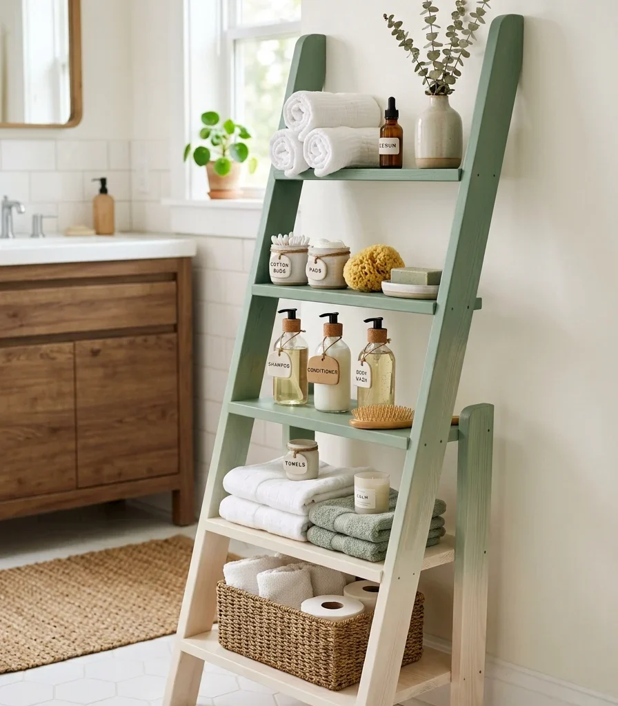 2. Use an Ombre-Painted Tiered Shelf to Sort by Category
