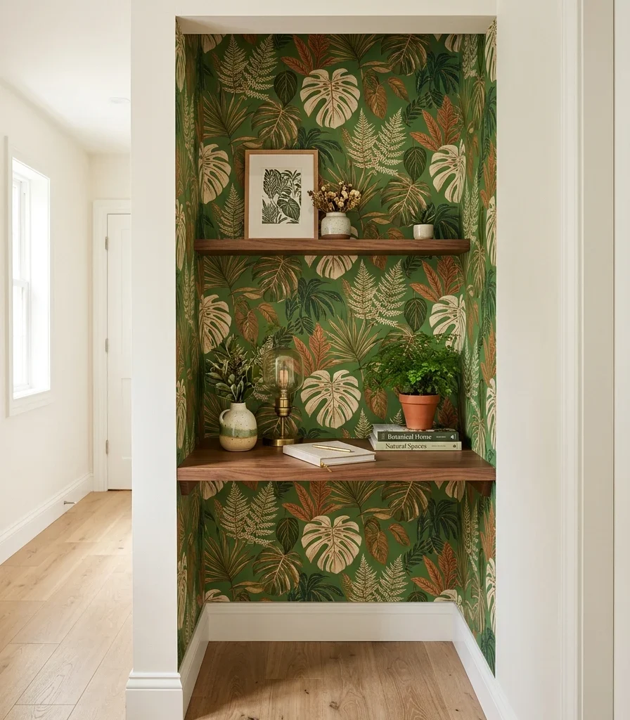 2. Wallpaper a Nook to Signal "This Is the Office"