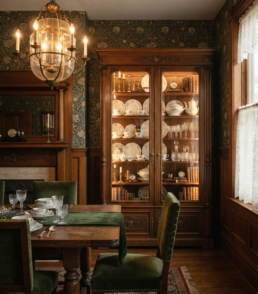22. Victorian Dining Room With a Built-In Display Cabinet