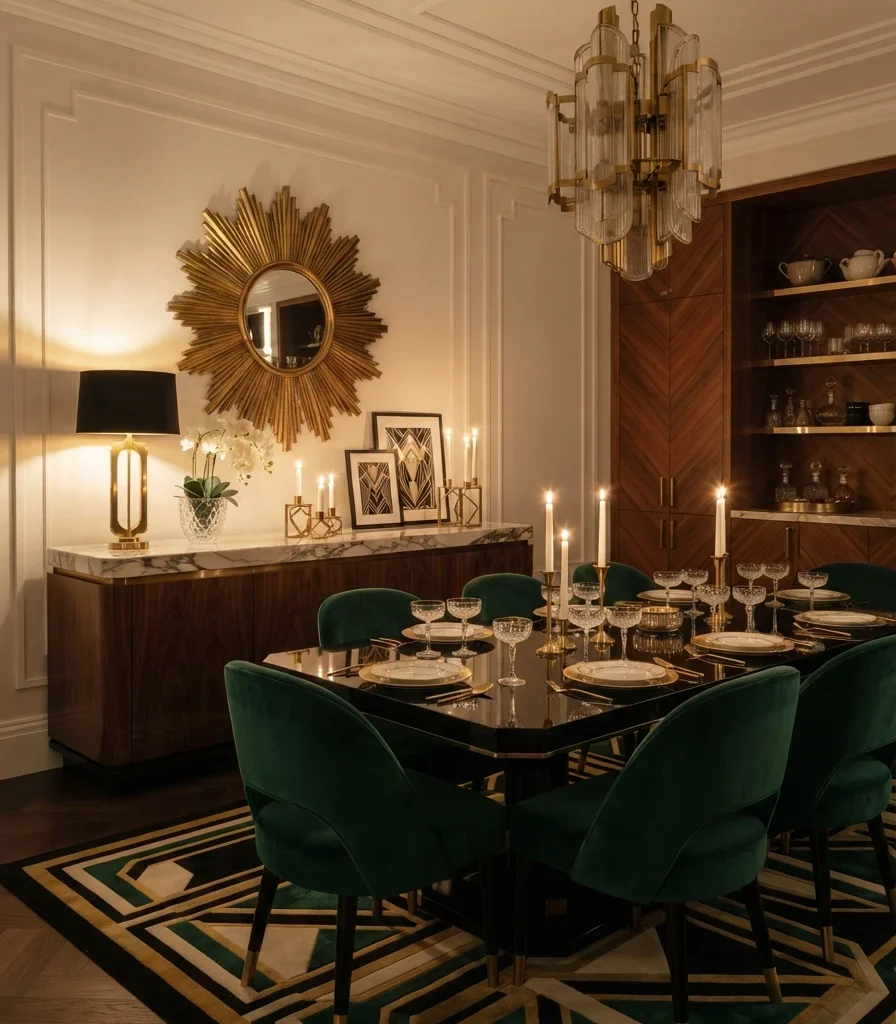 23. Black, Emerald, Brass, and Ivory: The Full Deco Composition