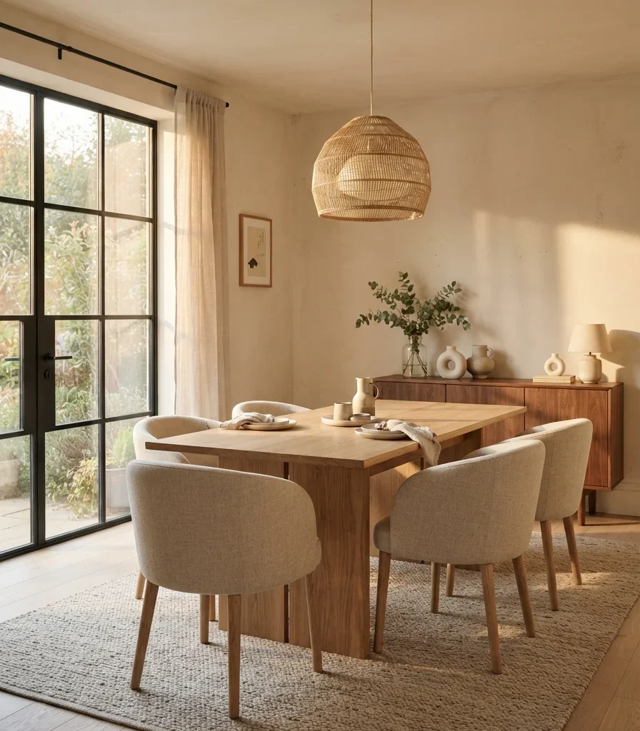 24. Full Warm-Neutral Japandi Dining Room