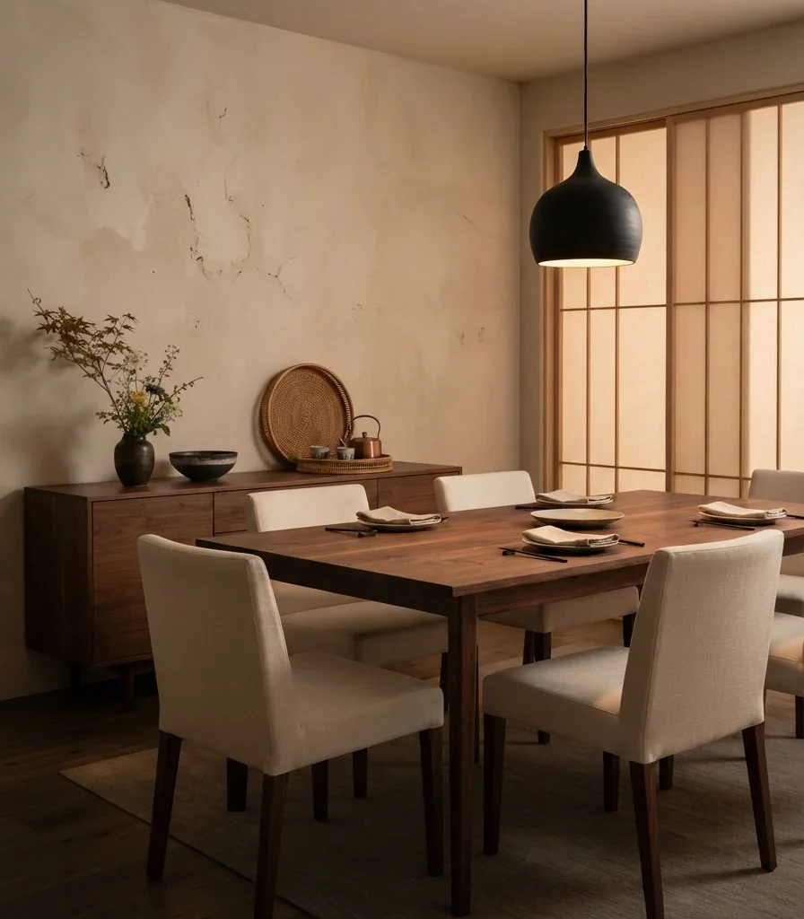 24. Japanese Dining Room With a Dark Walnut Focal Point