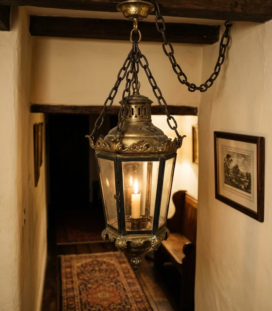 3. Antique Brass Lantern Pendant