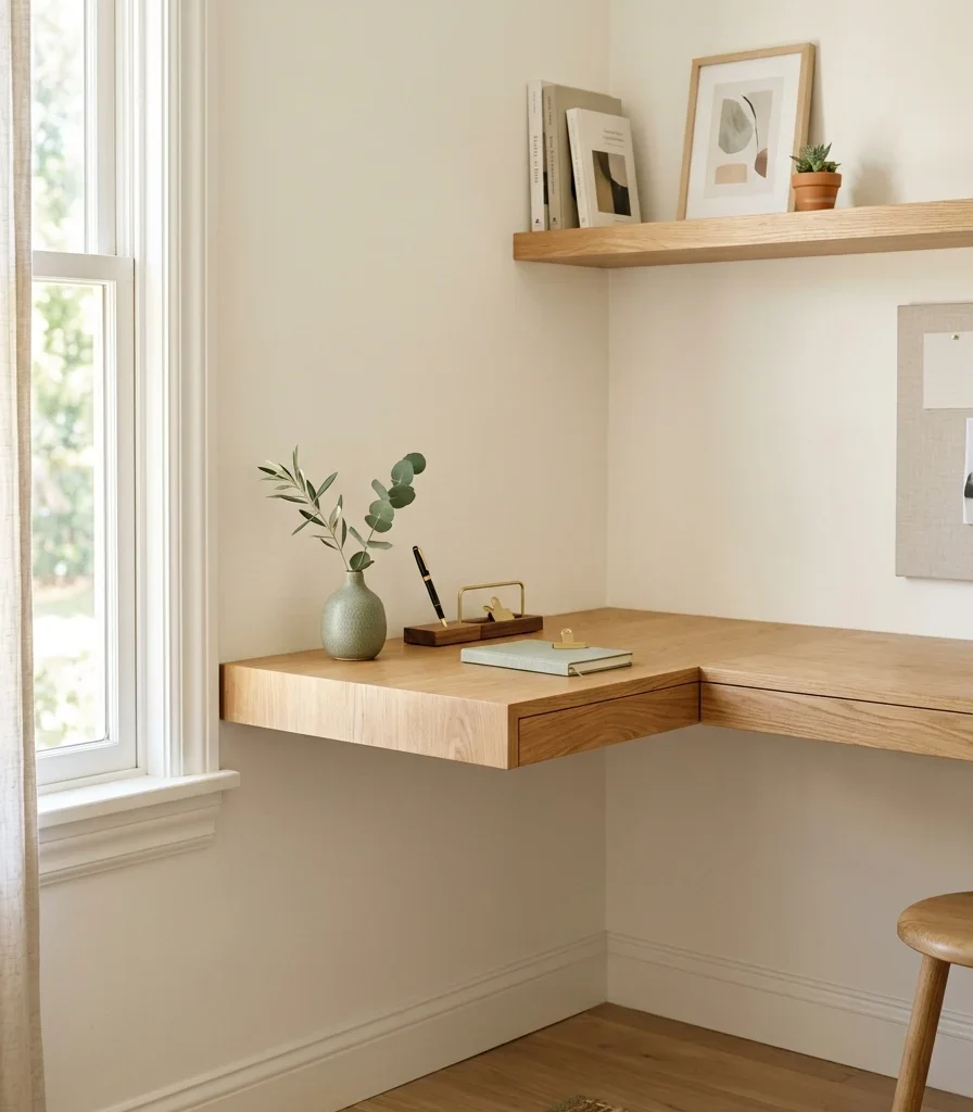 3. Floating Corner Desk in White Oak