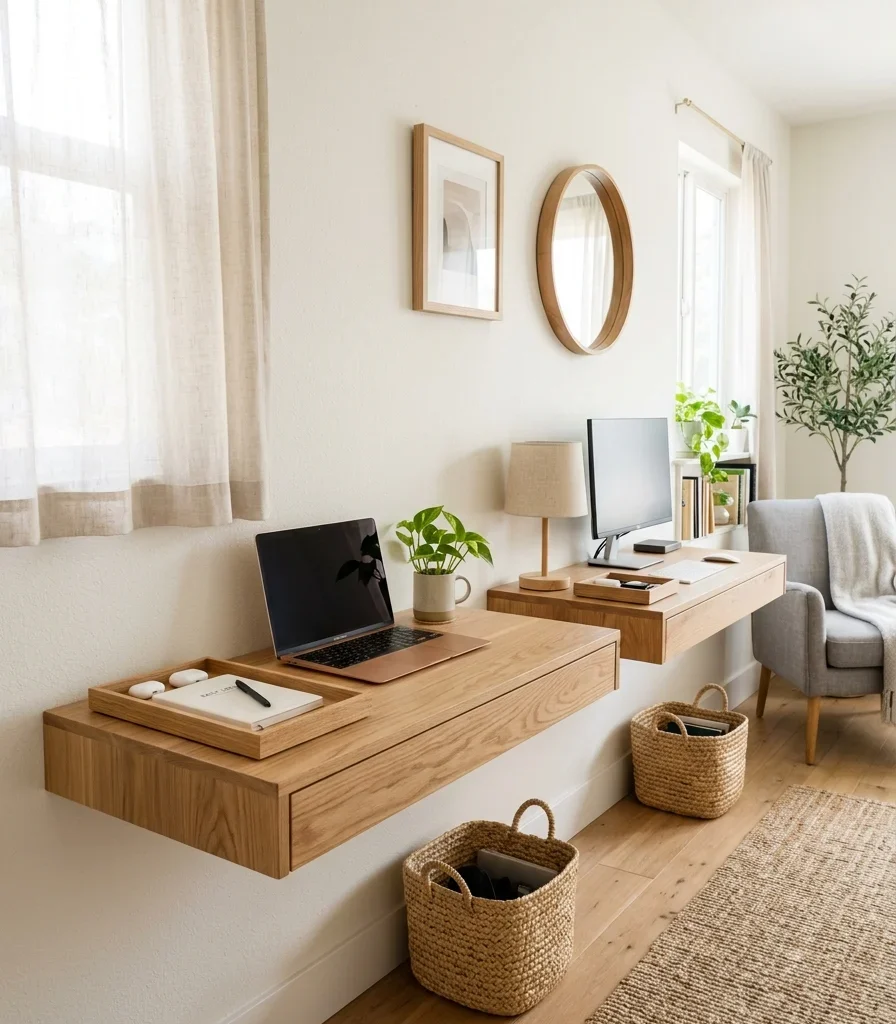 3. Floating Unfinished White Oak Desks