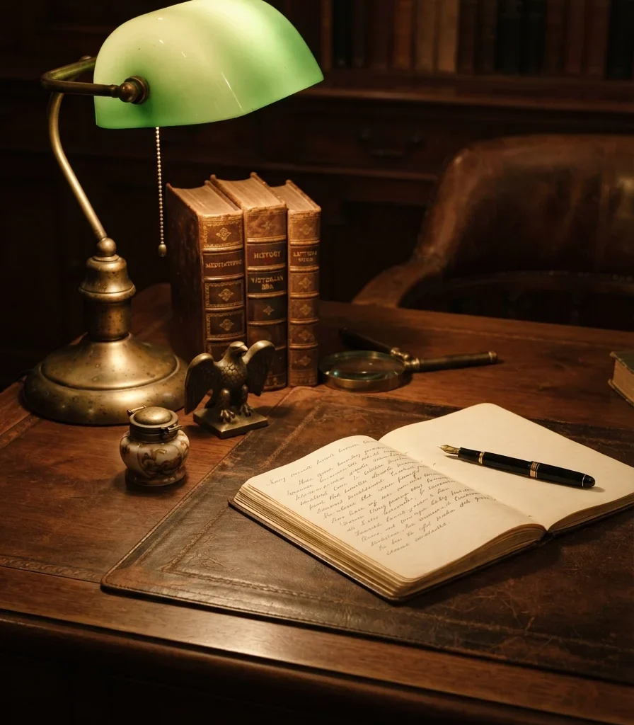 3. Install a Traditional Brass Desk Lamp