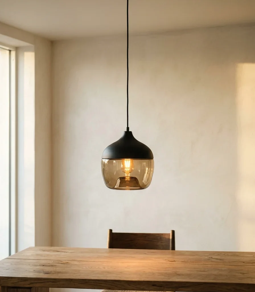 3. Sculptural Pendant as the Room's Only Light Source
