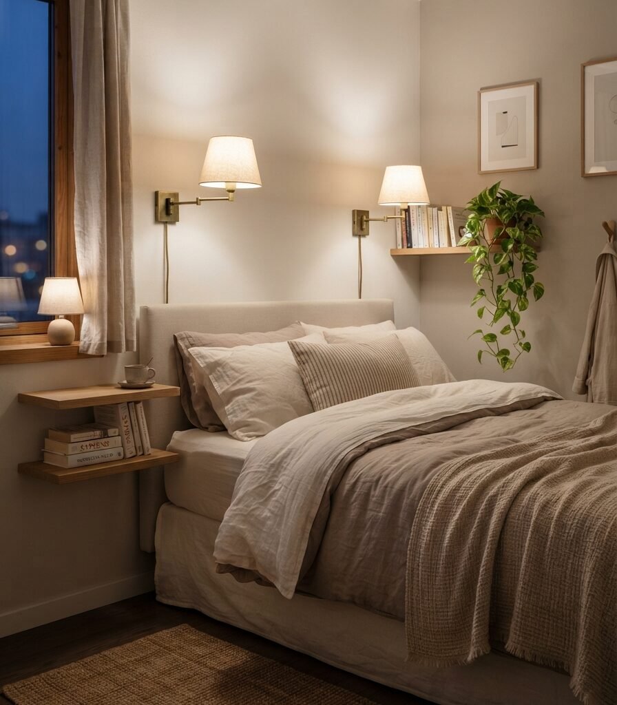 3. Wall-Mounted Reading Lights Instead of Bedside Lamps