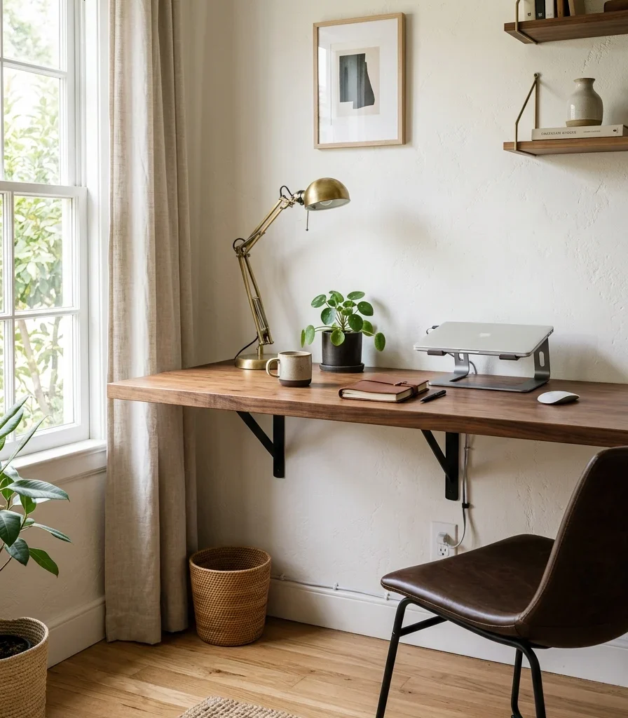4. A Floating Desk That Leaves the Floor Visible