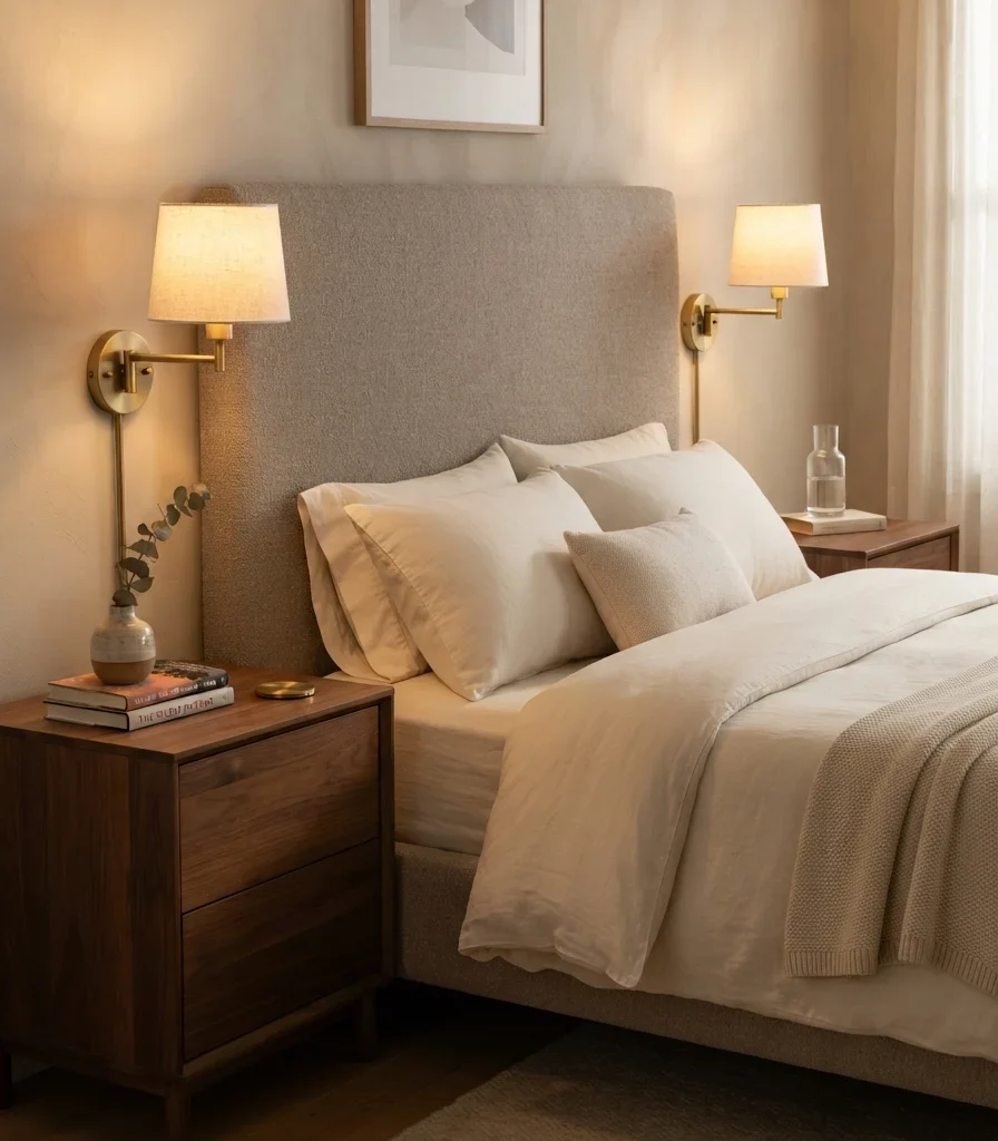 4. Add Warm Bedside Lighting at the Correct Height