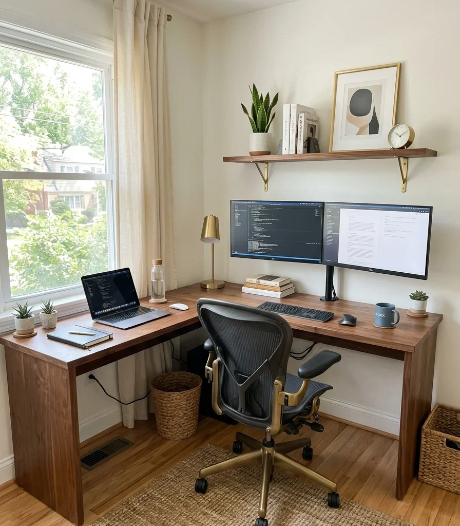 4. An L-Shaped Desk to Maximize Two Walls