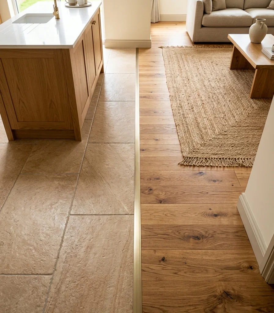 4. Contrasting Flooring Transition