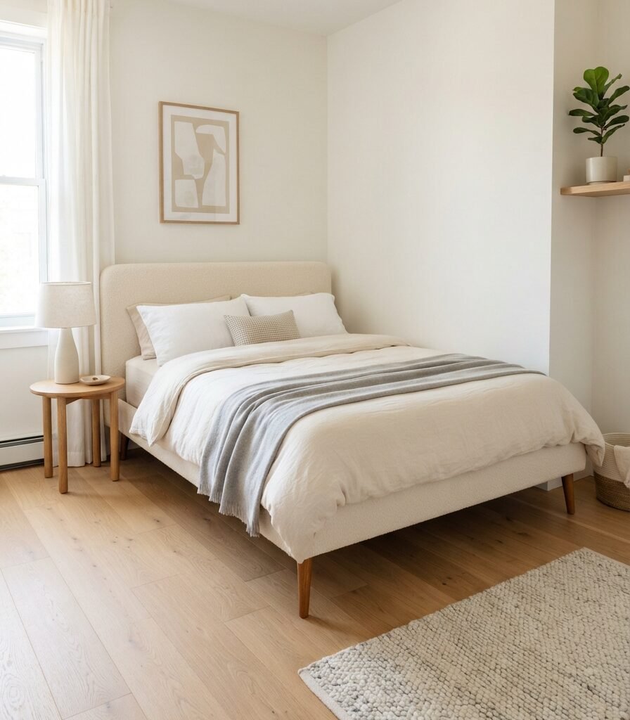 4. Slim-Leg Bed with Visible Floor Around It