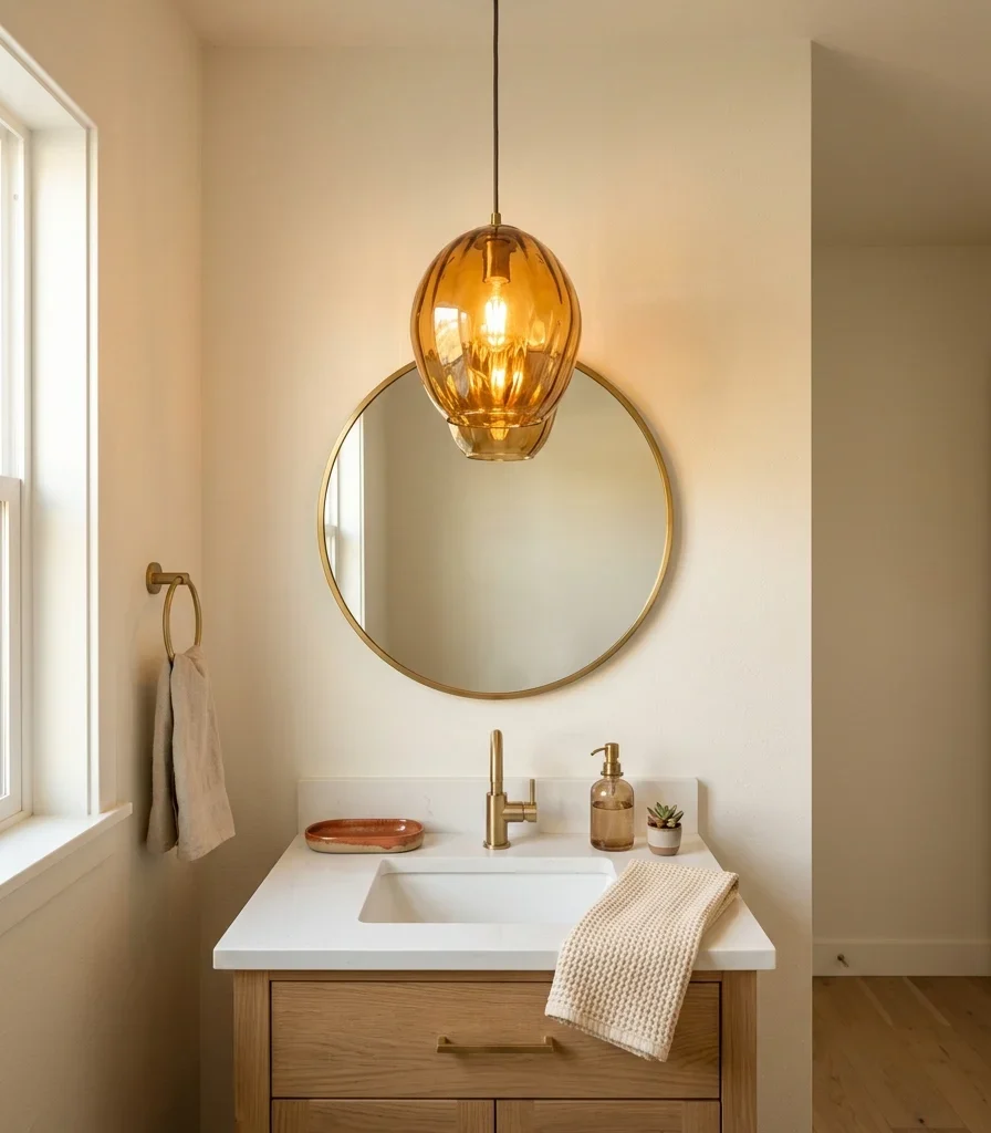 4. Statement Pendant in Place of a Vanity Bar