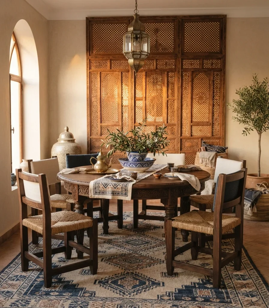 4. Use a Low Walnut Table with Carved Legs
