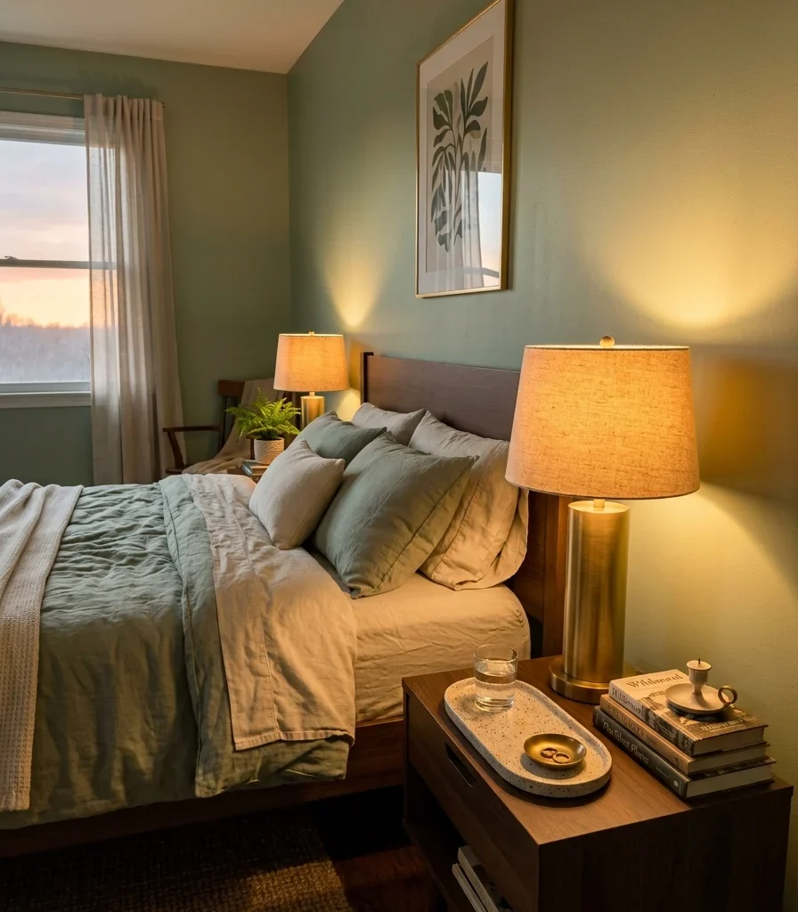 4. Warm Amber Bedside Lighting