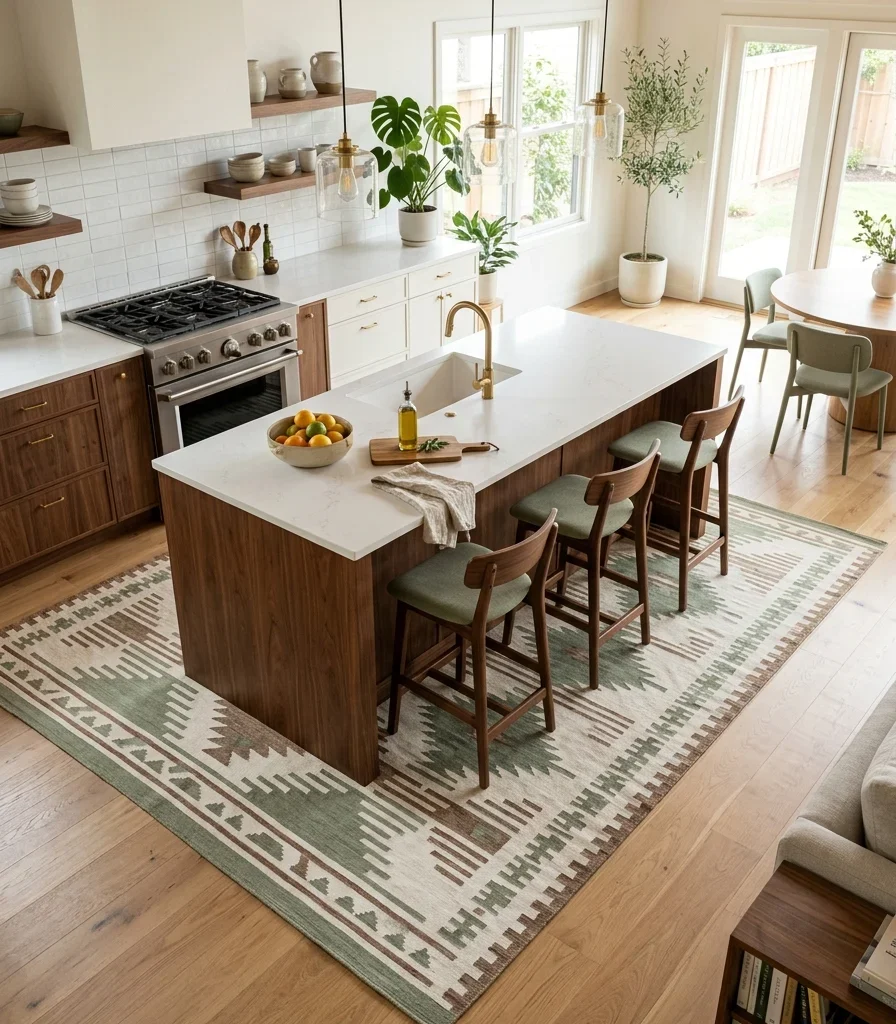 5. A Rug to Define the Kitchen's Floor Boundary