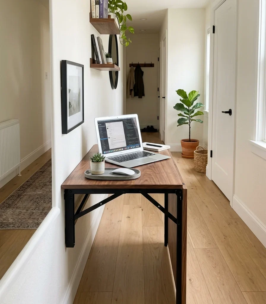 5. Build a Fold-Down Desk Into a Hallway Wall