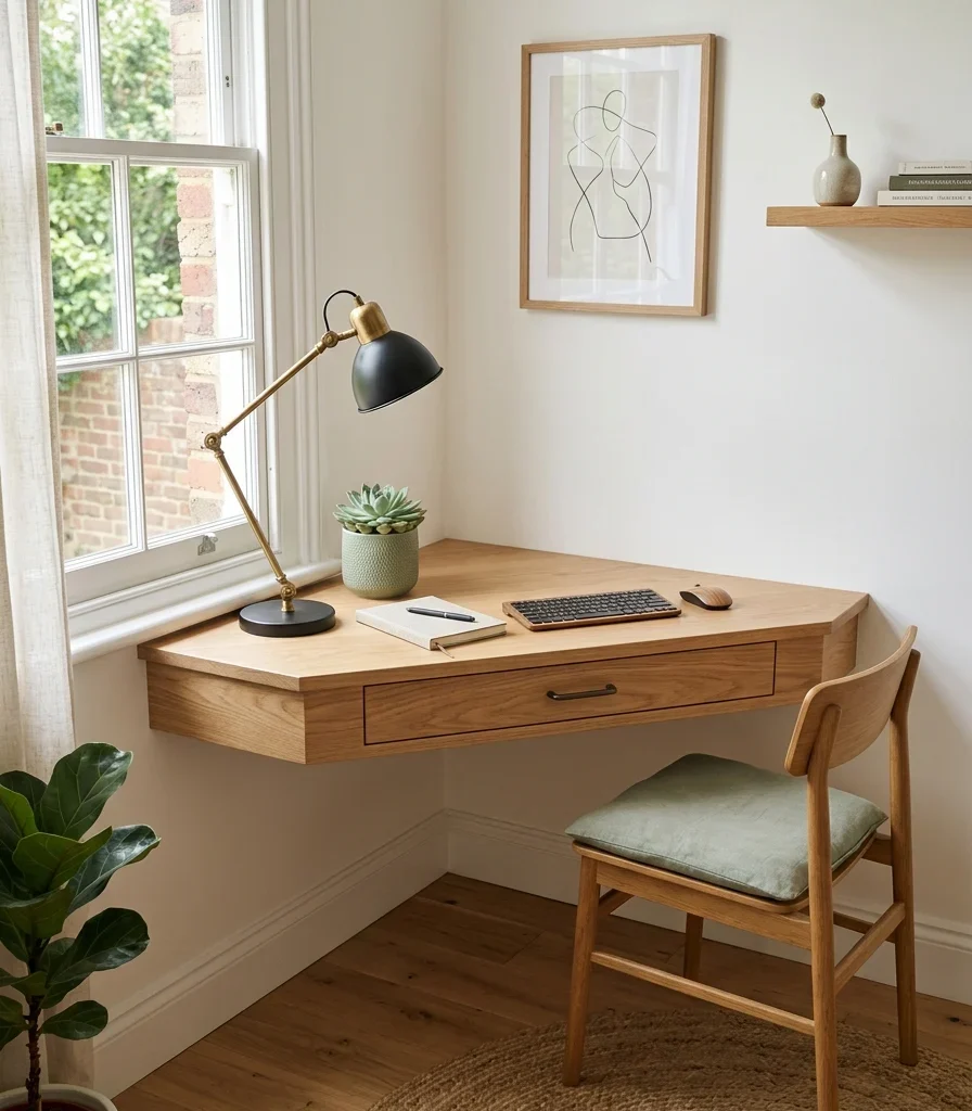 5. Corner-Fit Triangular Desk for Odd Angles