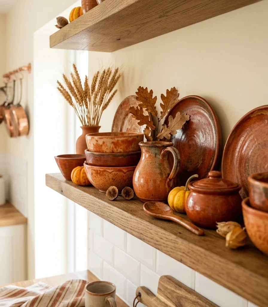 5. Open Shelving Lets You Rotate Ceramics Seasonally