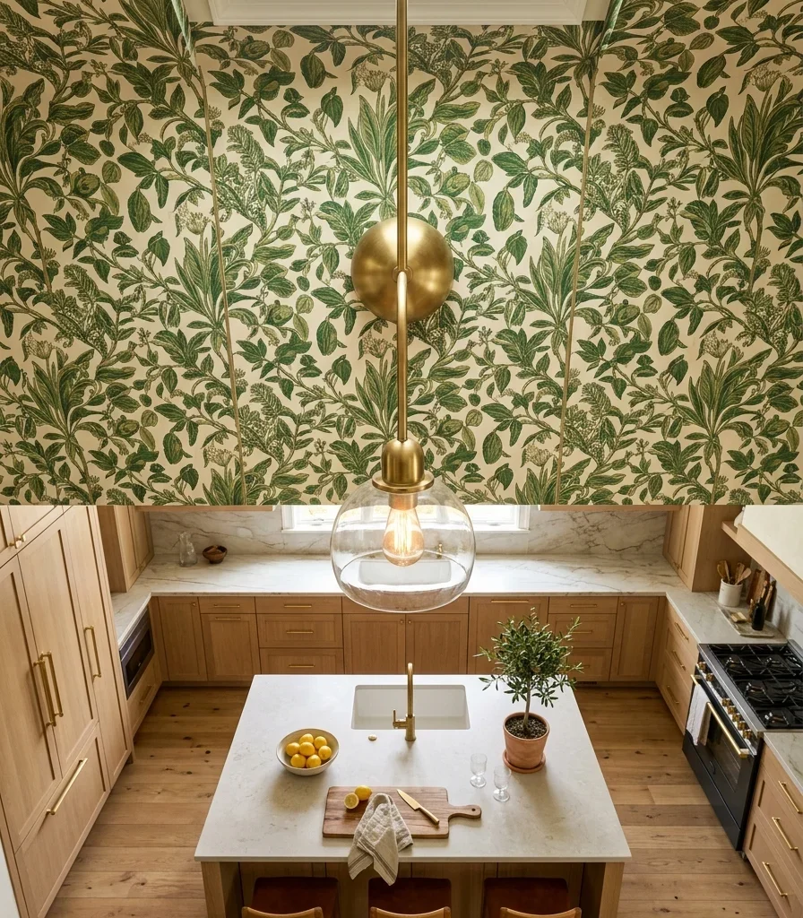 5. Wallpaper the Ceiling With a Botanical Print