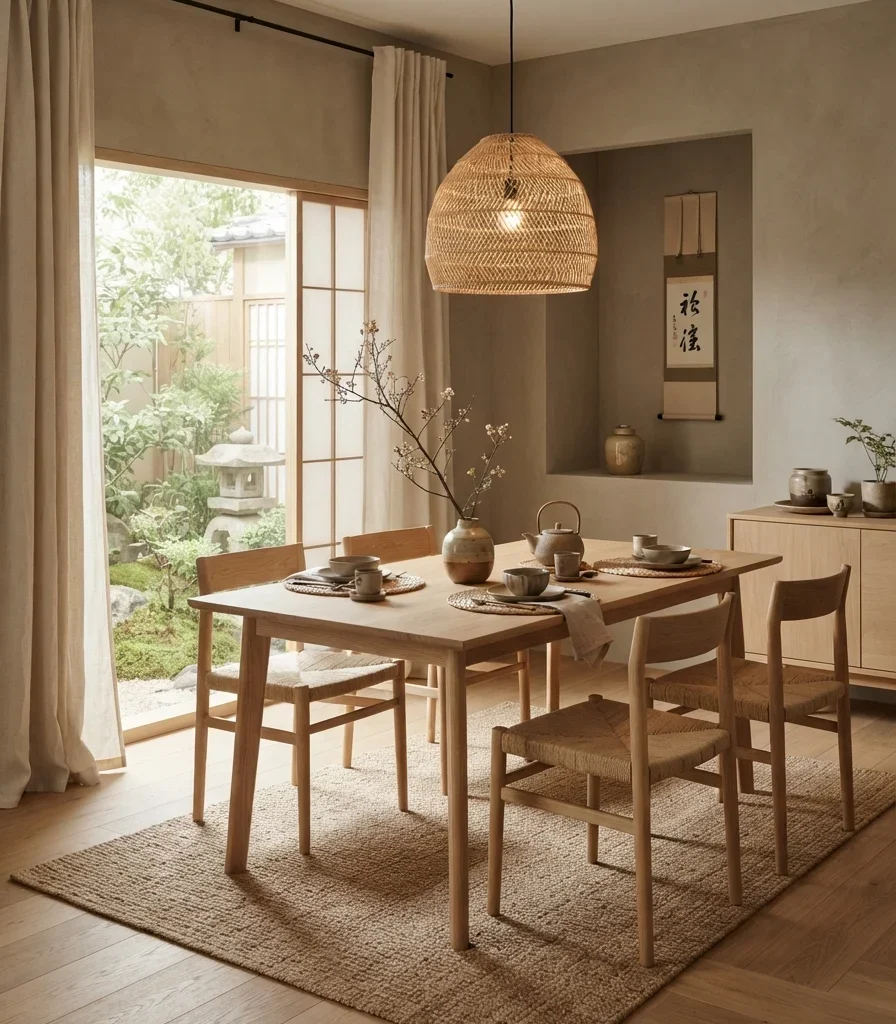 5. Warm Greige Japanese Dining Room