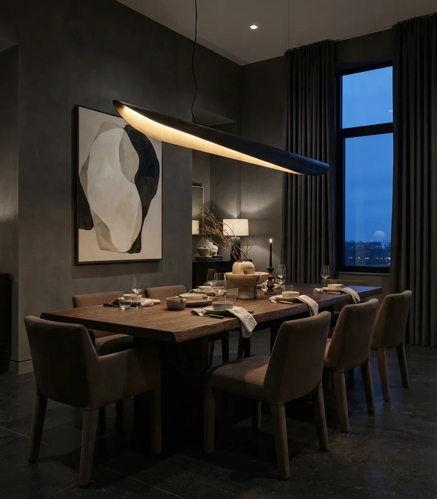 6. Install a Long Linear Pendant for Architectural Drama