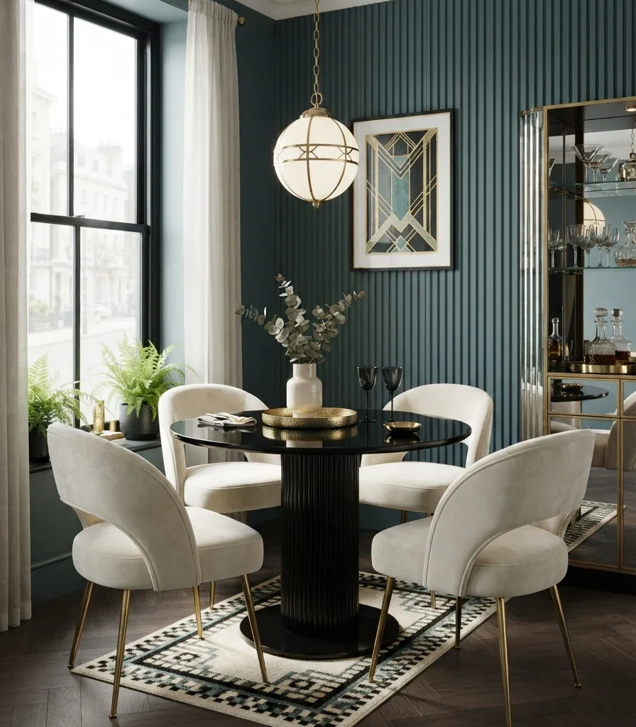 6. Small-Space Deco with a Round Pedestal Table