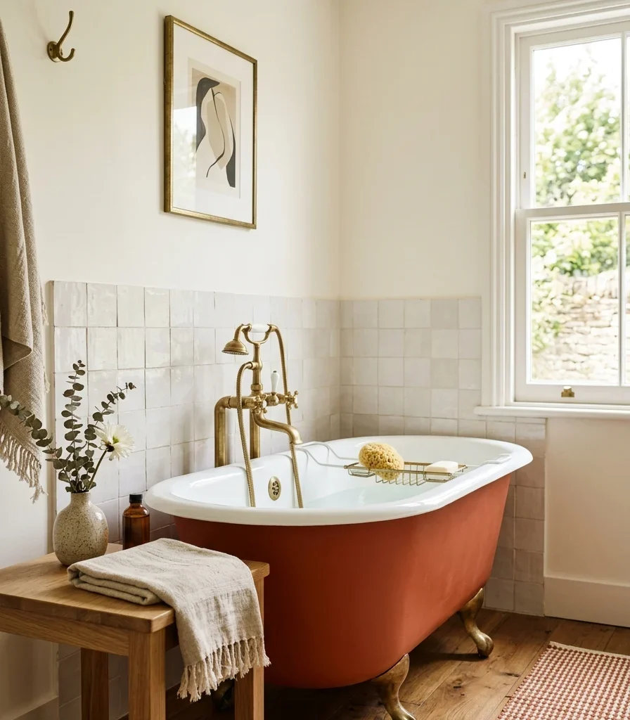 7. A Painted Tub Apron in a Contrasting Accent Tone