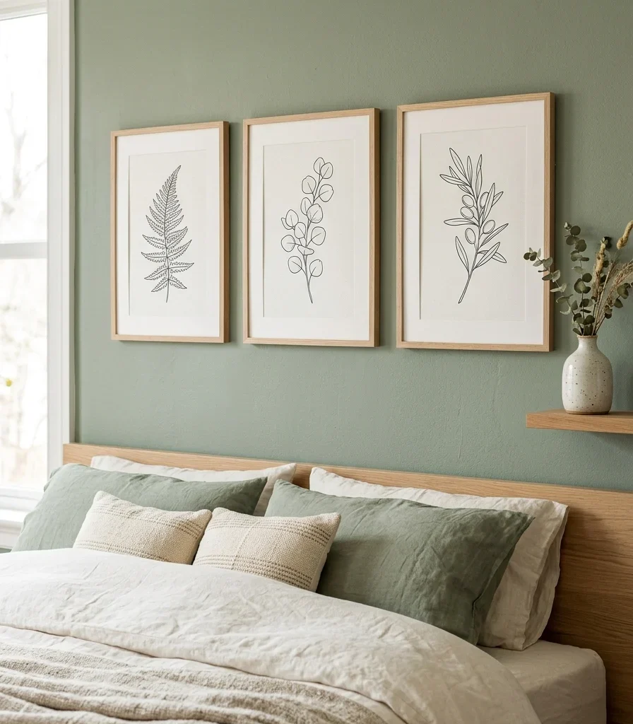 7. Botanical Art in Slim Oak Frames