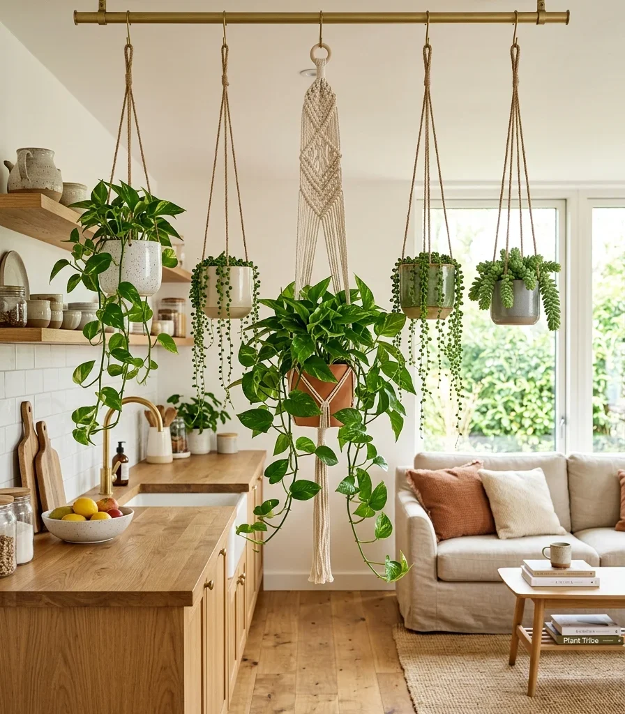 7. Hanging Plants as a Living Divider