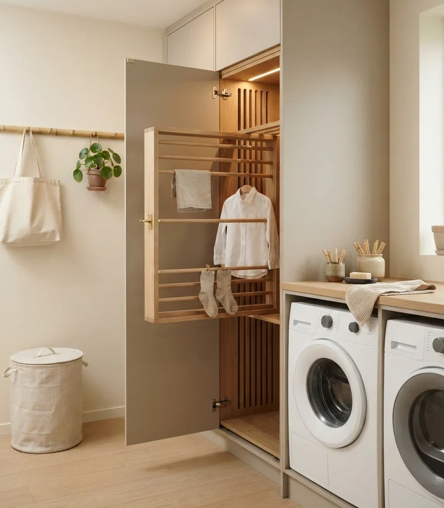 7. Hide a Drying Rack Inside a Tall Cabinet