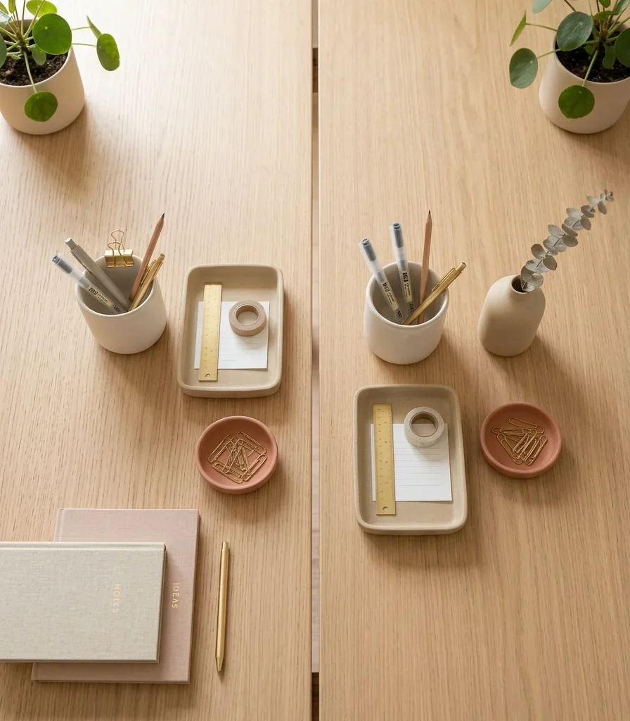 7. Matching Ceramic Desk Organizers for Two