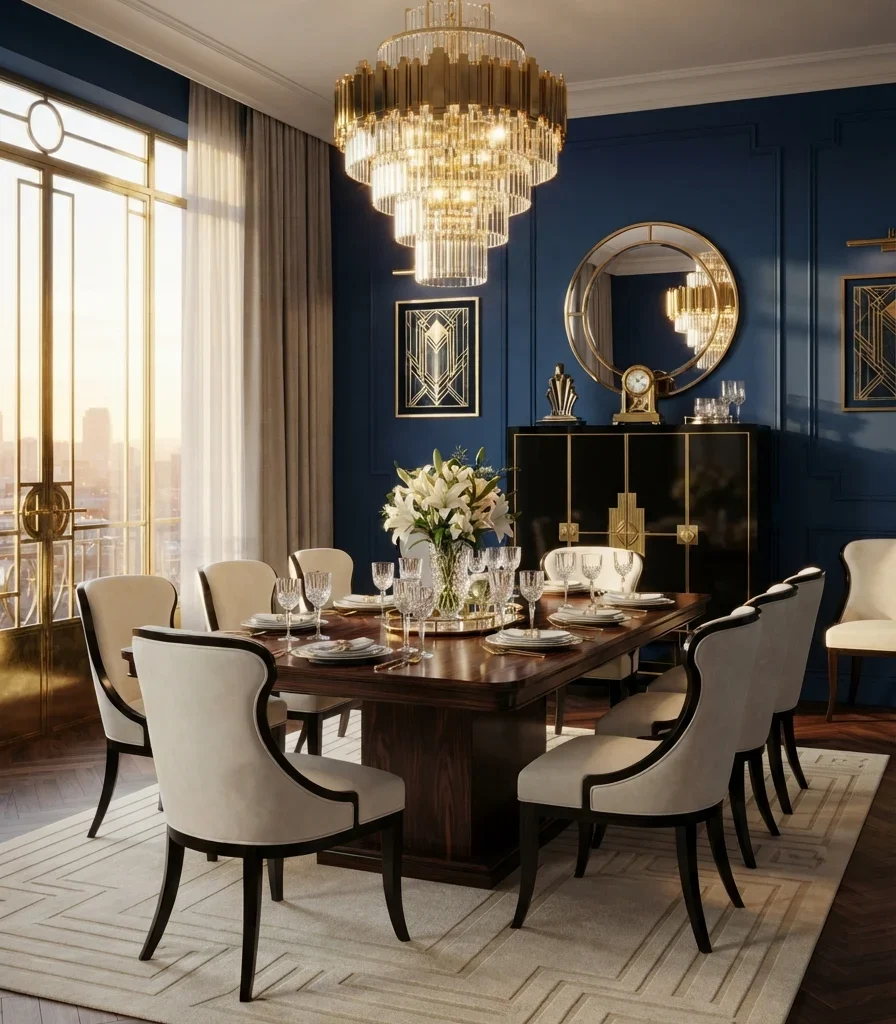 7. Sapphire Blue with Ivory and Polished Brass