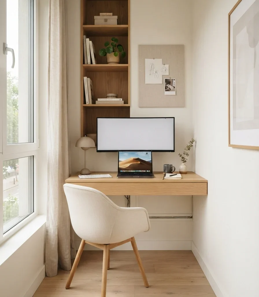 7. Turn a Narrow Wall Into a Complete Office
