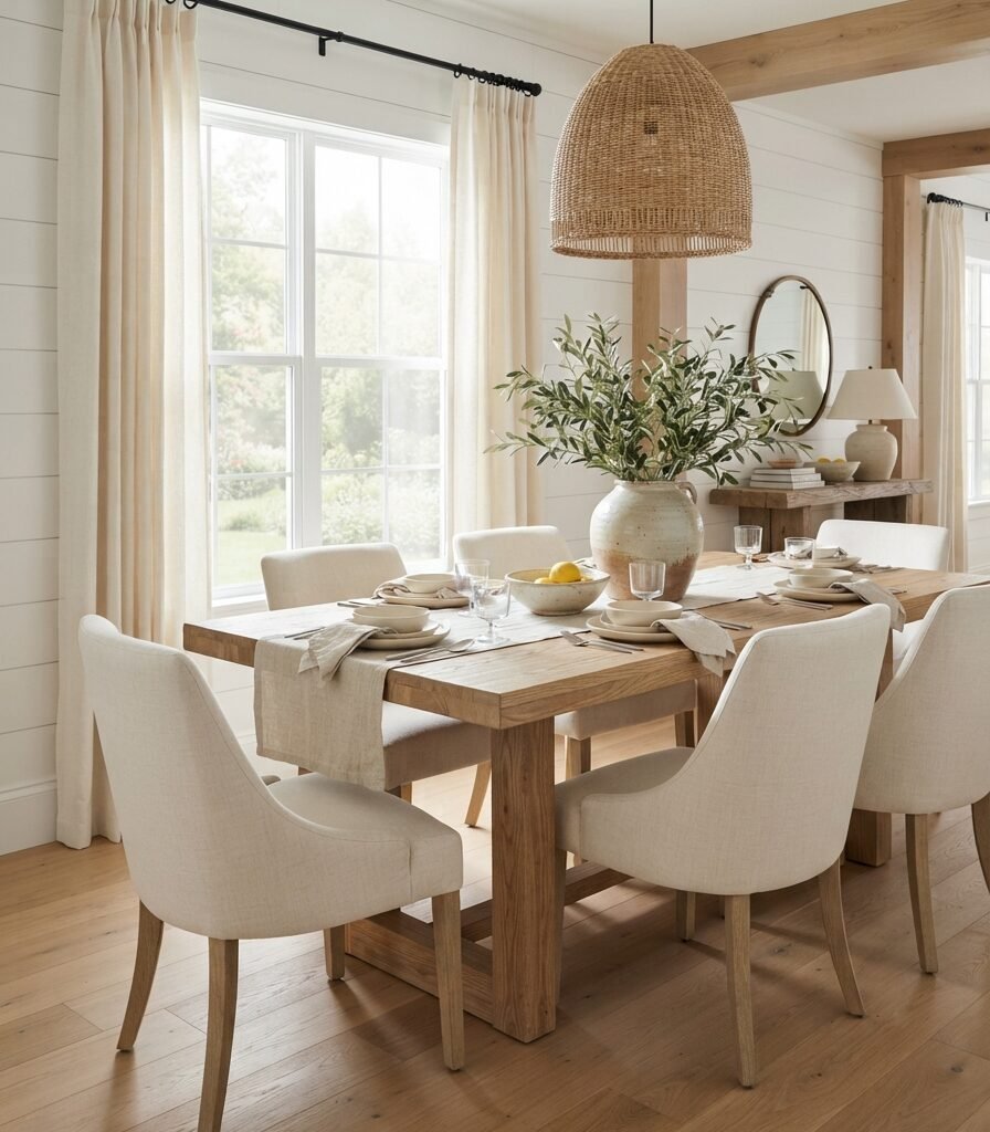 7. Use a Warm White Canvas Look for a Cleaner Farmhouse Room