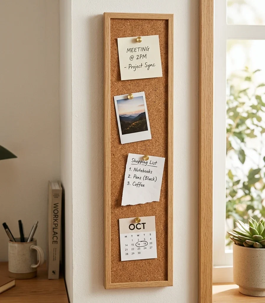 7. Vertical Pinboard Strip Instead of a Full Corkboard