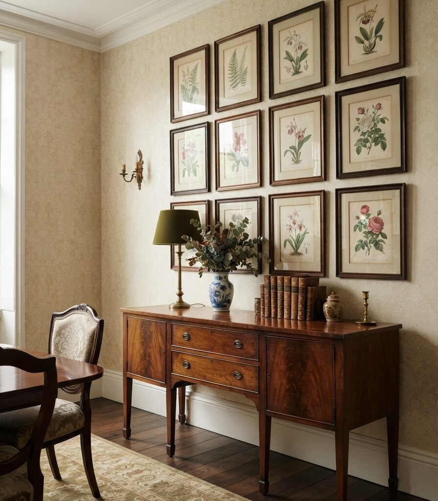 8. A Victorian Gallery Wall of Botanical Prints