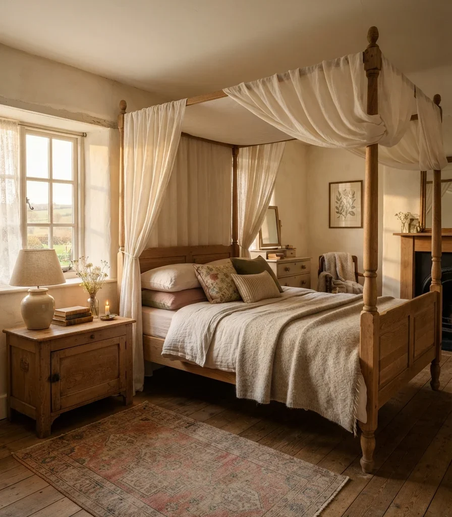8. Make a Four-Poster Bed Feel Relaxed, Not Formal