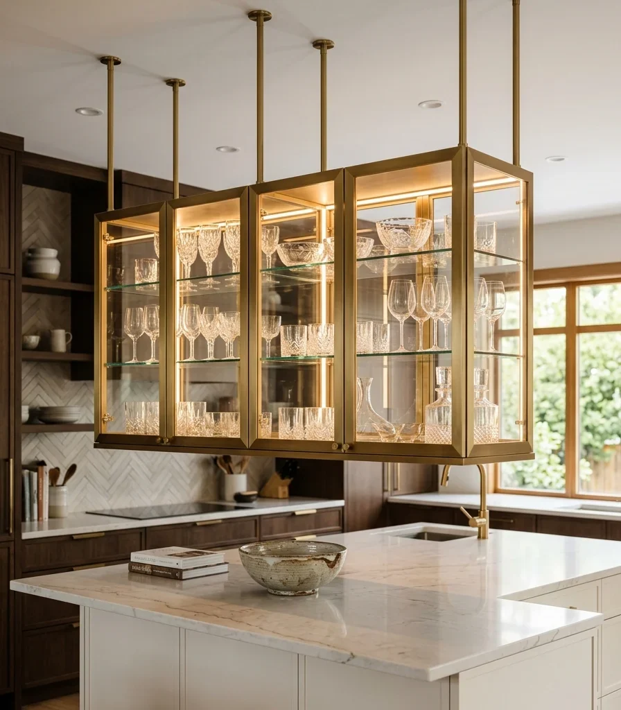 8. Suspend a Glass-Front Cabinet From the Ceiling