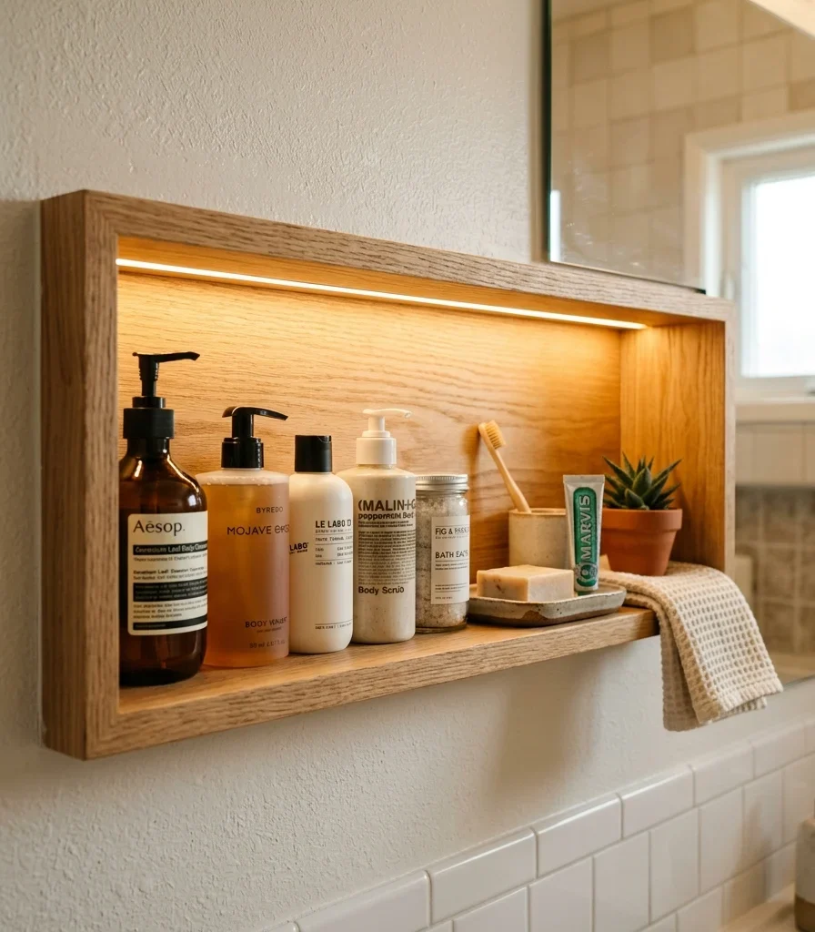 9. Add an Illuminated Open Shelf for Everyday Display Storage