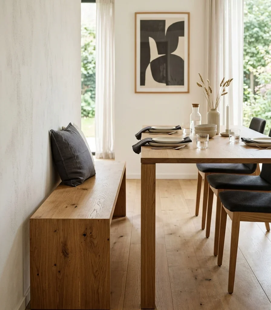 9. Bench Seating on One Side for Visual Lightness