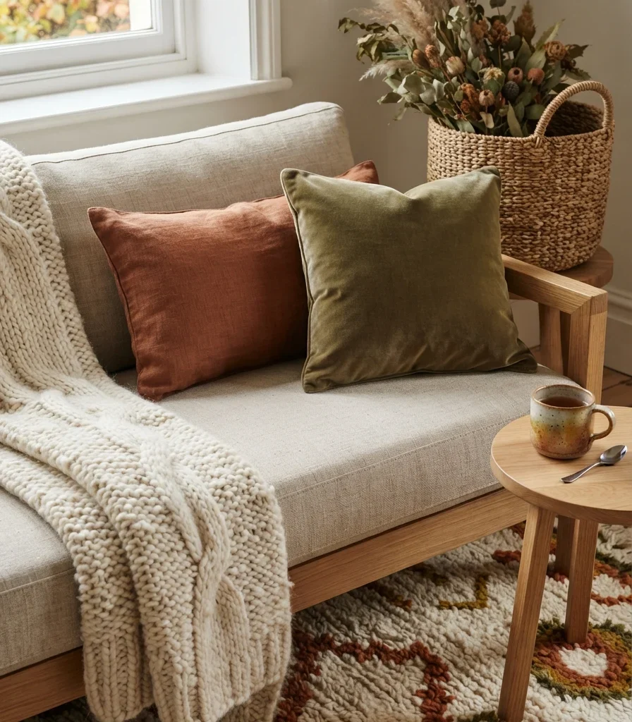 9. Bring in a Chunky Wool and Linen Textile Layer